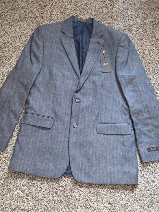 Tasso Elba Other - Tasso Elba 100% Linen Blazer Sport Coat Blue Stripe NWT